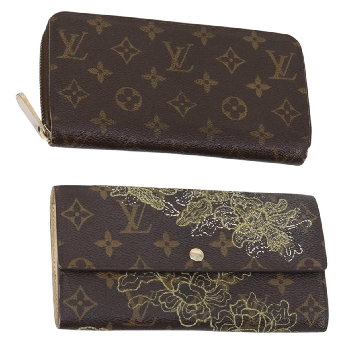 LOUIS VUITTON Monogram Wallet 2 Set LV Auth am9586