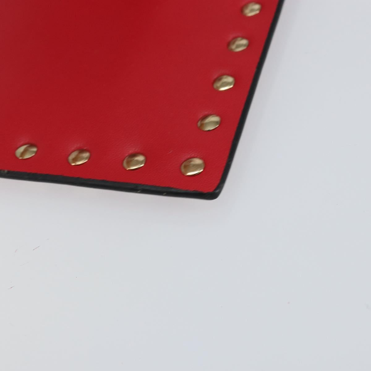 VALENTINO Studs Clutch Bag Leather Pink Gold Auth am9589