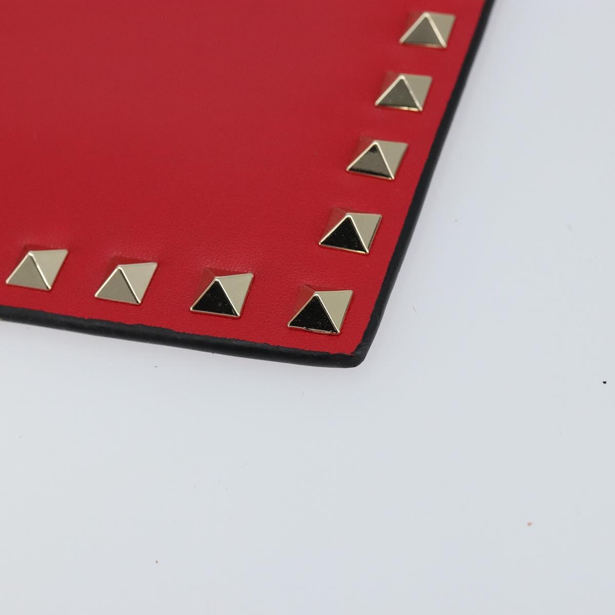 VALENTINO Studs Clutch Bag Leather Pink Gold Auth am9589