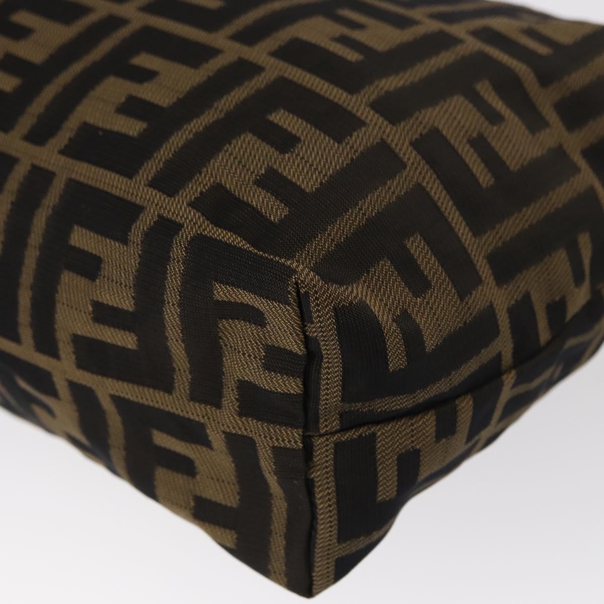 FENDI Zucca Canvas Pouch Black Brown Auth am9590