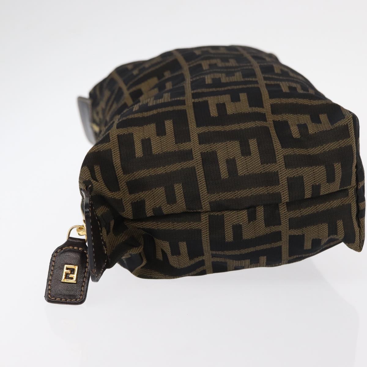 FENDI Zucca Canvas Pouch Black Brown Auth am9590