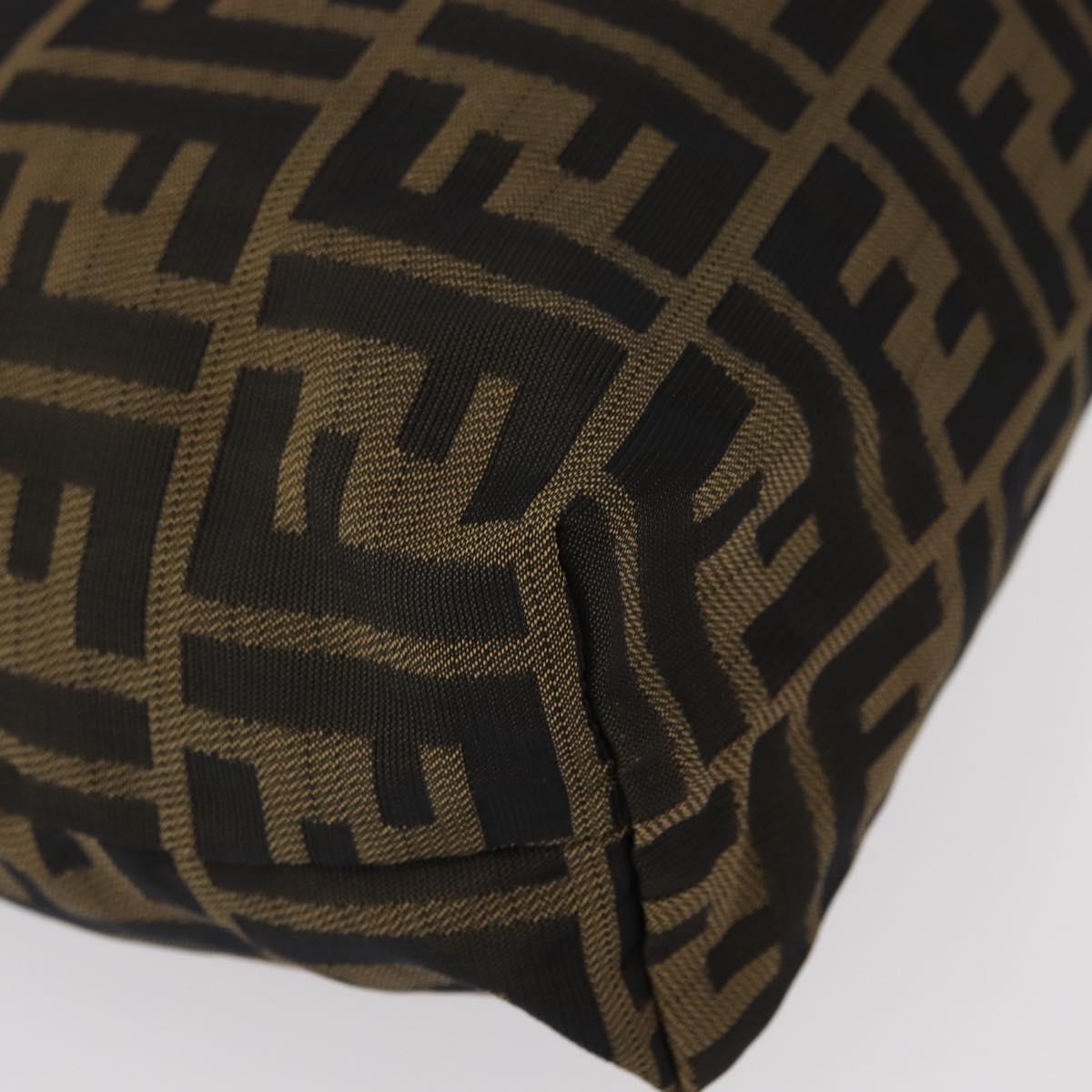 FENDI Zucca Canvas Pouch Black Brown Auth am9590