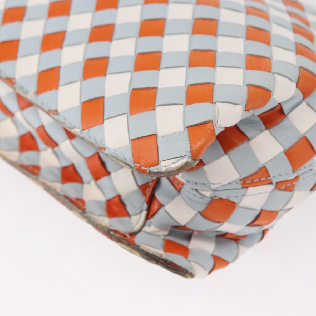 BOTTEGA VENETA INTRECCIATO Shoulder Bag Leather Light Blue Gold Auth am9591