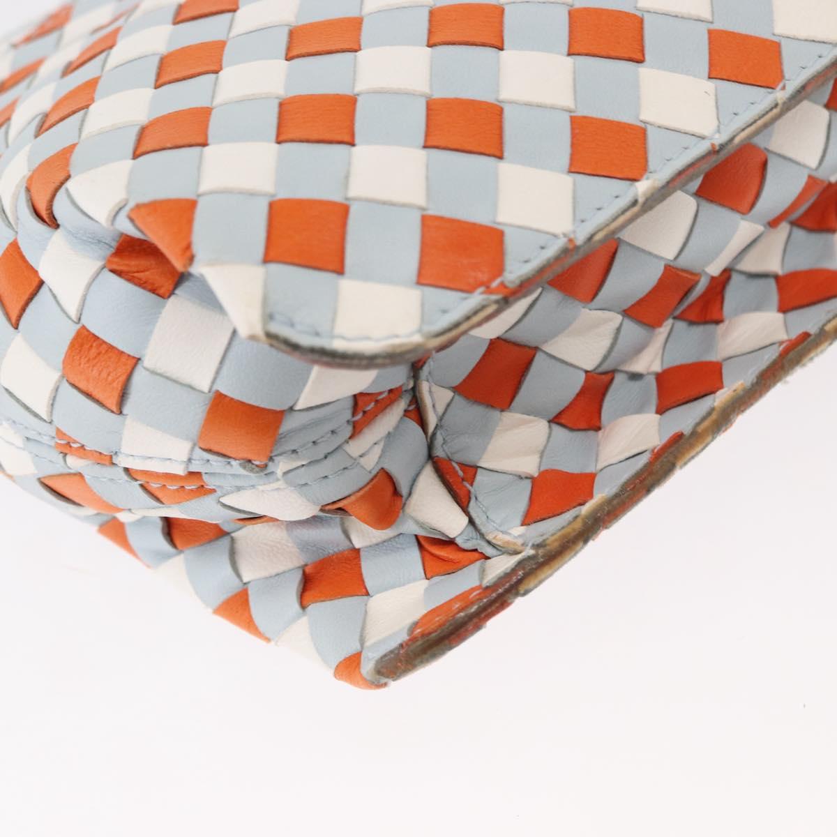 BOTTEGA VENETA INTRECCIATO Shoulder Bag Leather Light Blue Gold Auth am9591