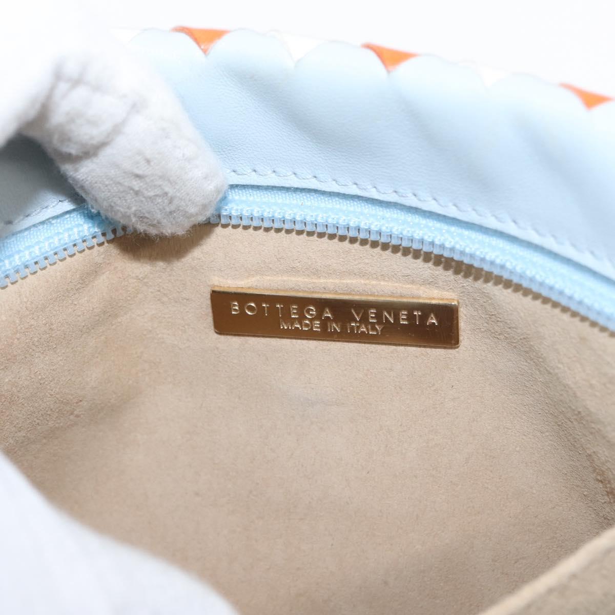 BOTTEGA VENETA INTRECCIATO Shoulder Bag Leather Light Blue Gold Auth am9591