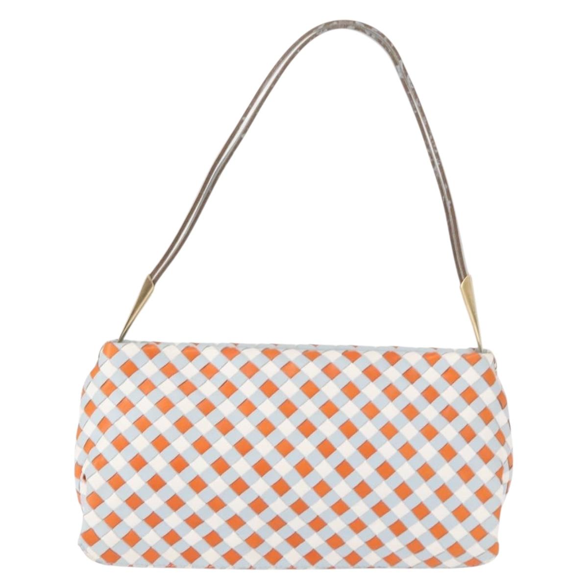 BOTTEGA VENETA INTRECCIATO Shoulder Bag Leather Light Blue Gold Auth am9591