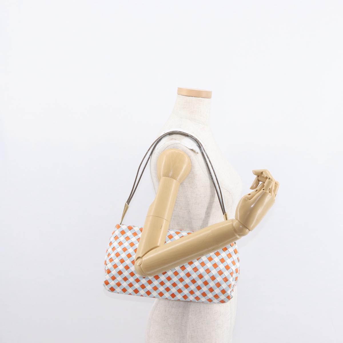 BOTTEGA VENETA INTRECCIATO Shoulder Bag Leather Light Blue Gold Auth am9591