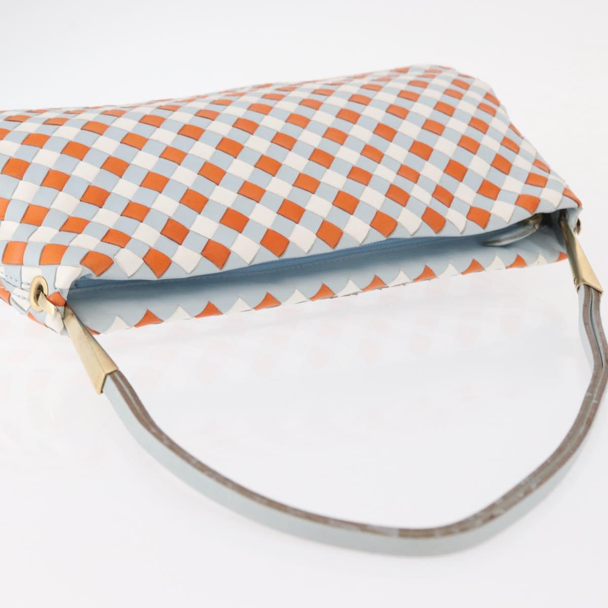 BOTTEGA VENETA INTRECCIATO Shoulder Bag Leather Light Blue Gold Auth am9591