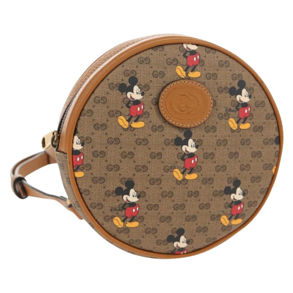 GUCCI Micro GG Supreme Disney Chain Mini Backpack PVC Beige 603730 Auth am9593M
