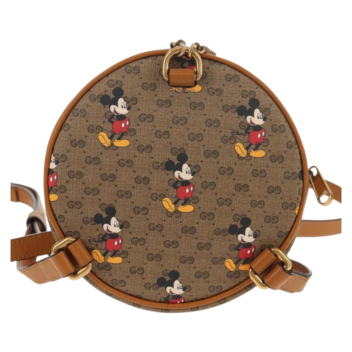 GUCCI Micro GG Supreme Disney Chain Mini Backpack PVC Beige 603730 Auth am9593M