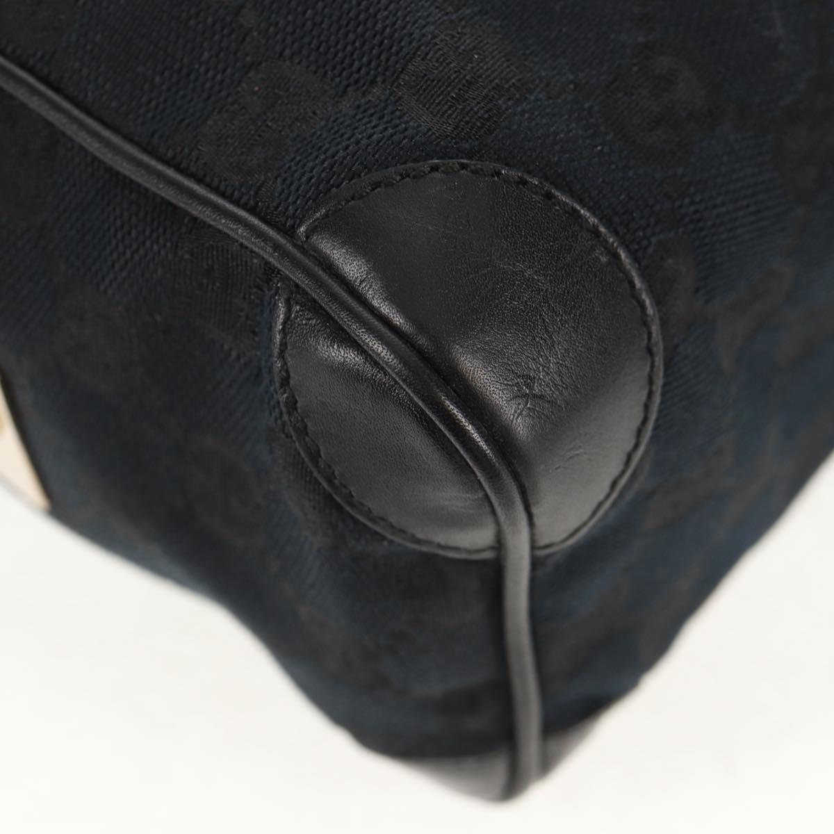 GUCCI GG Canvas Hand Bag Black Gold 000 0851 Auth am9595V