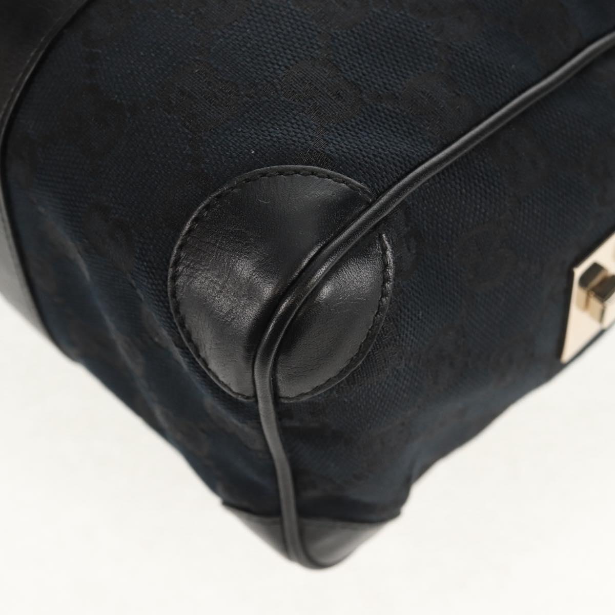 GUCCI GG Canvas Hand Bag Black Gold 000 0851 Auth am9595V