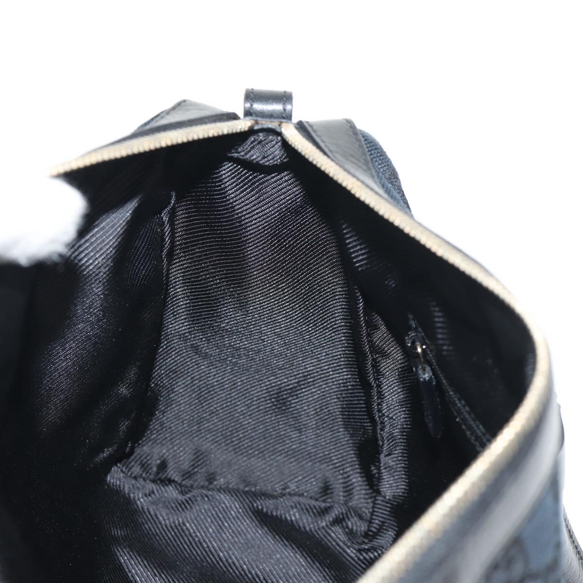 GUCCI GG Canvas Hand Bag Black Gold 000 0851 Auth am9595V