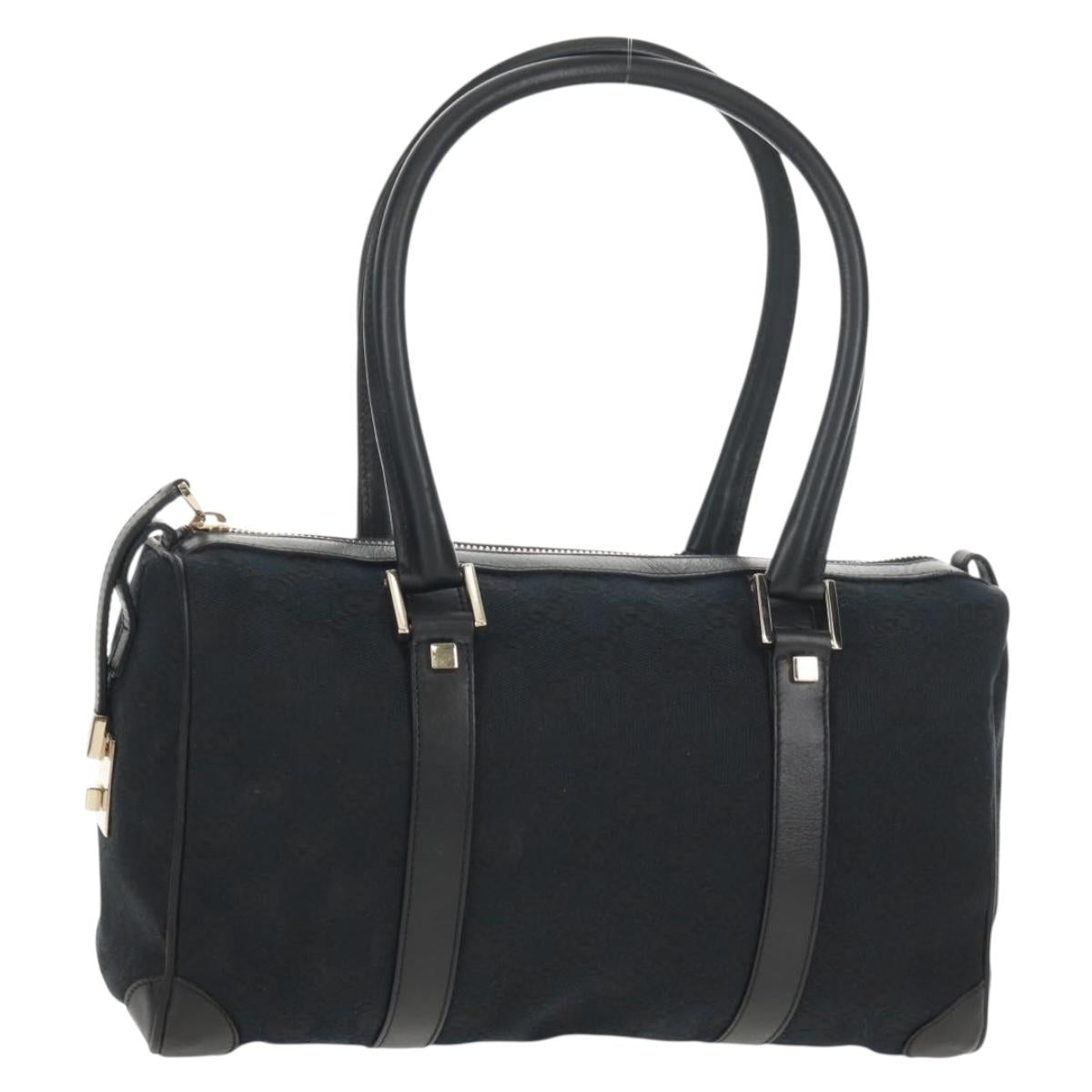 GUCCI GG Canvas Hand Bag Black Gold 000 0851 Auth am9595V