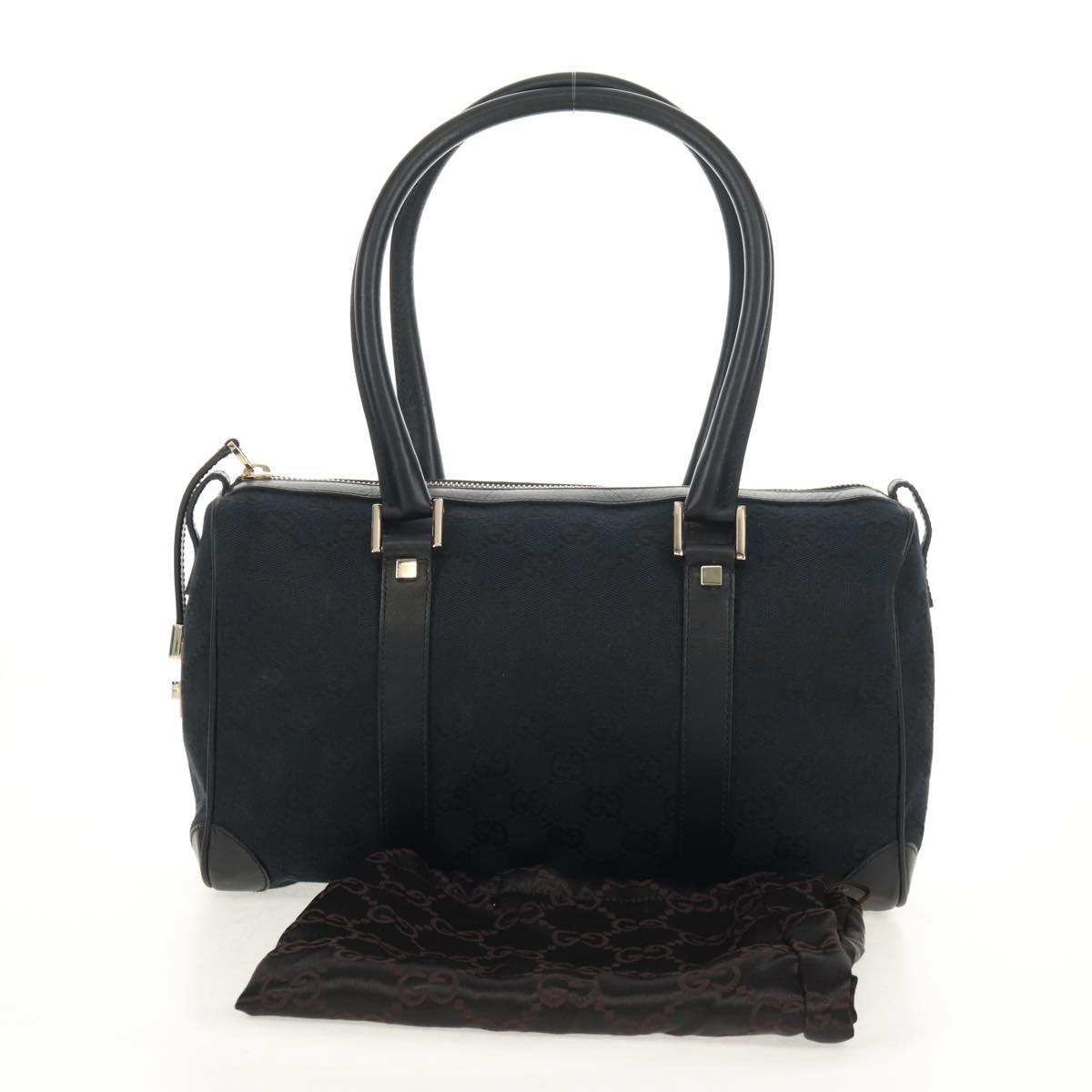 GUCCI GG Canvas Hand Bag Black Gold 000 0851 Auth am9595V