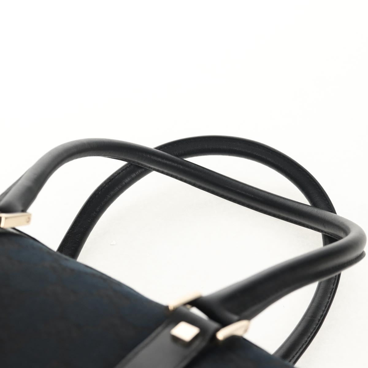 GUCCI GG Canvas Hand Bag Black Gold 000 0851 Auth am9595V