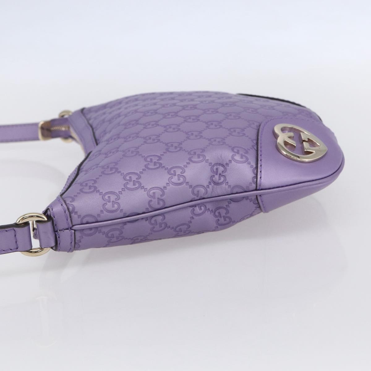 GUCCI GG Canvas Gussissima Shoulder Bag Leather Purple Gold 257072 Auth am9596V