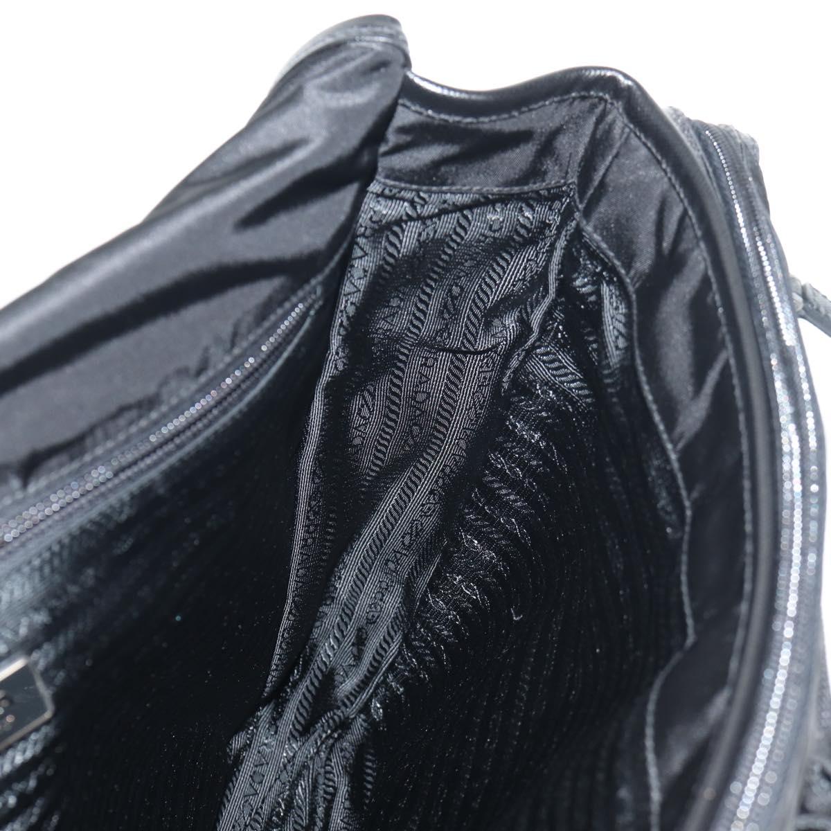 PRADA Shoulder Bag Nylon Black Silver Auth am9598V