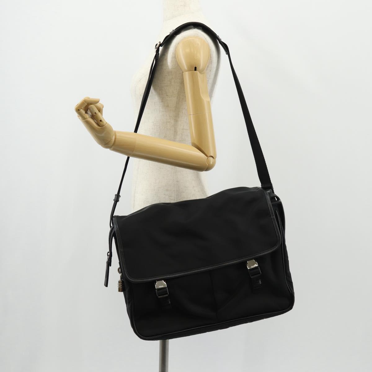 PRADA Shoulder Bag Nylon Black Silver Auth am9598V