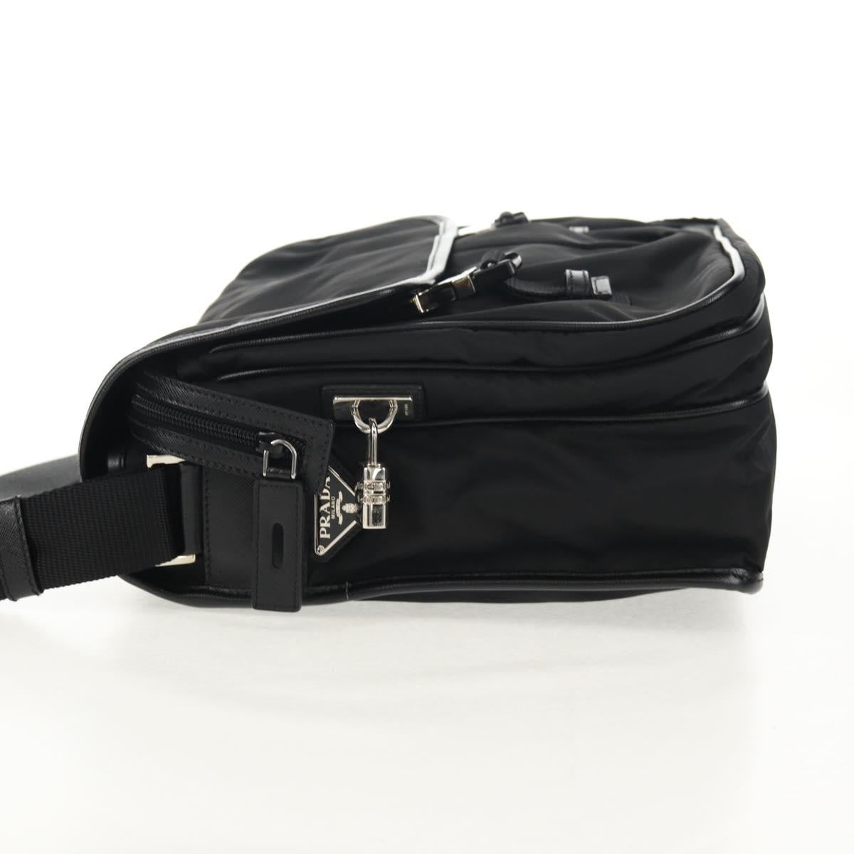 PRADA Shoulder Bag Nylon Black Silver Auth am9598V