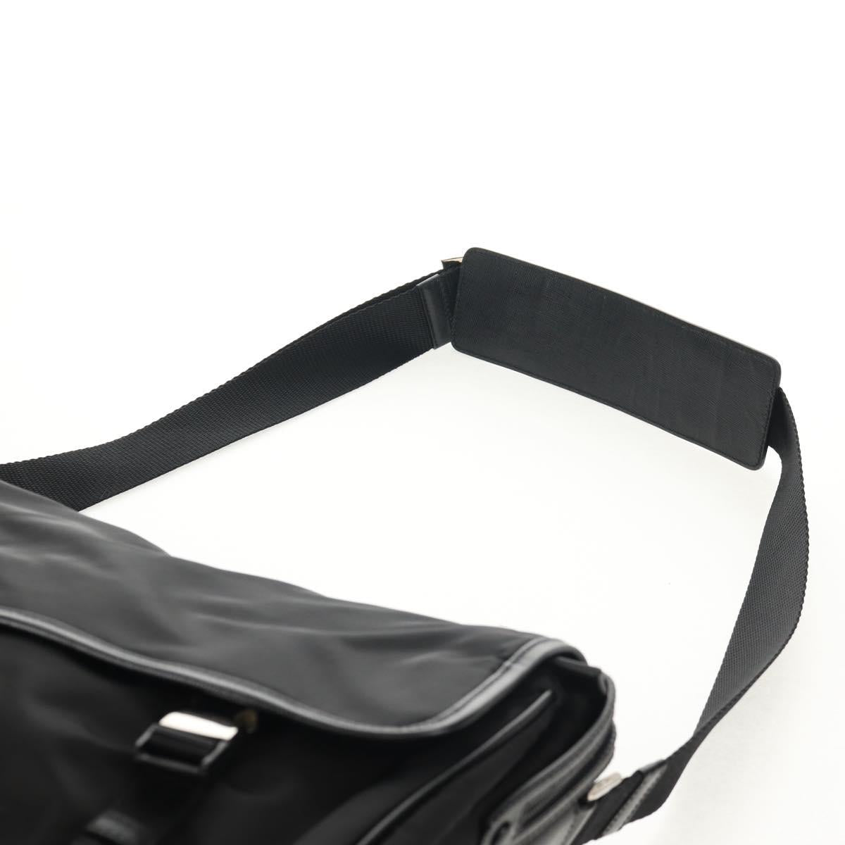 PRADA Shoulder Bag Nylon Black Silver Auth am9598V