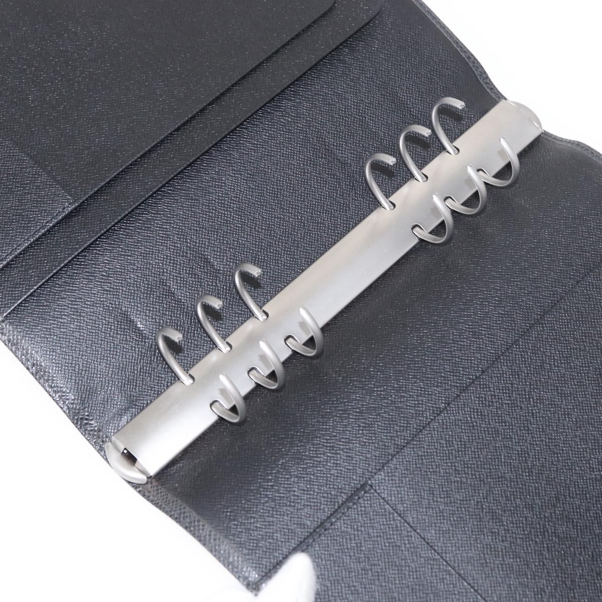 LOUIS VUITTON Taiga Agenda GM Day Planner Cover Black R20232 LV Auth am9599