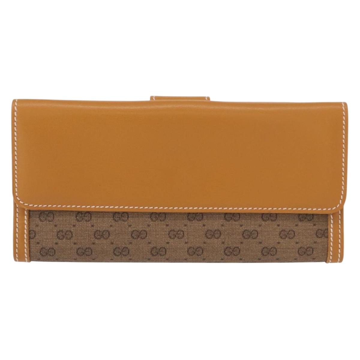 GUCCI Micro GG Supreme Long Wallet PVC Beige Gold 035 001 0758 Auth am9600V