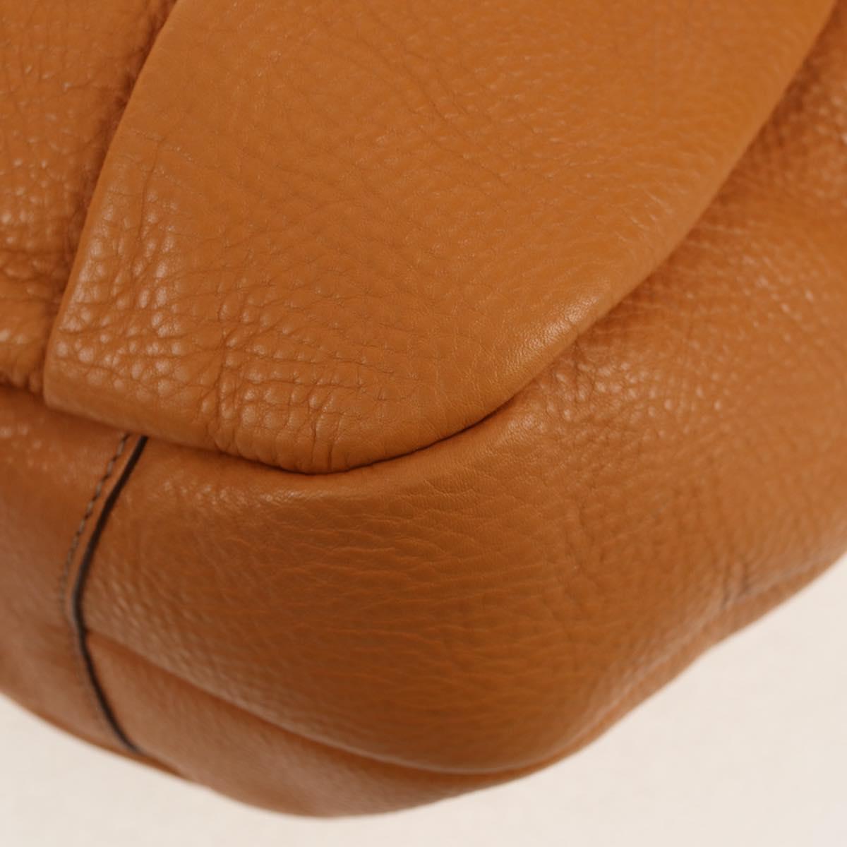 PRADA Shoulder Bag Leather Brown Gold Auth am9602V