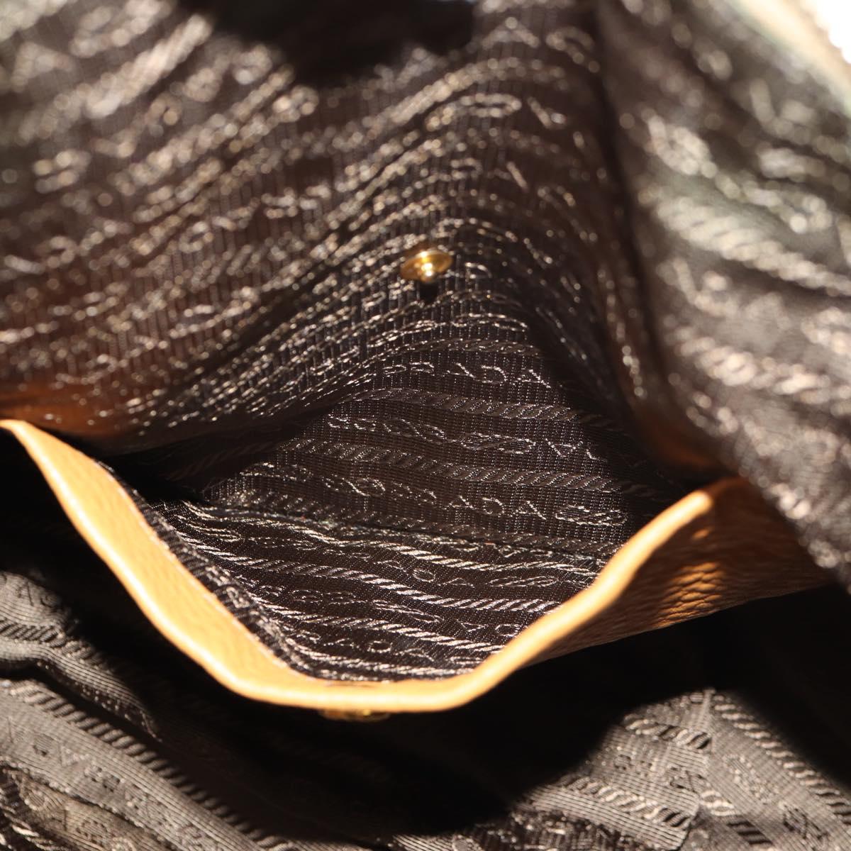 PRADA Shoulder Bag Leather Brown Gold Auth am9602V