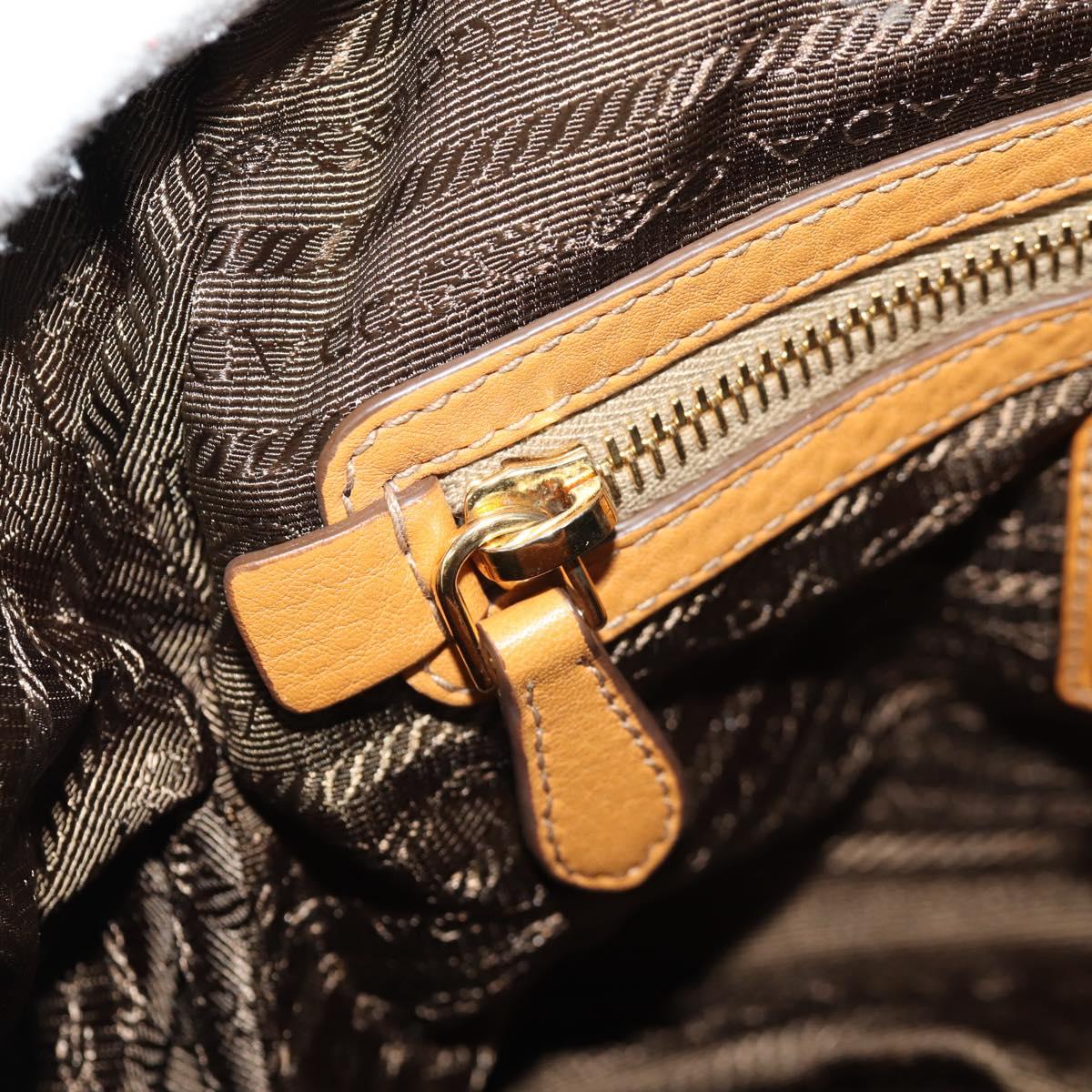 PRADA Shoulder Bag Leather Brown Gold Auth am9602V