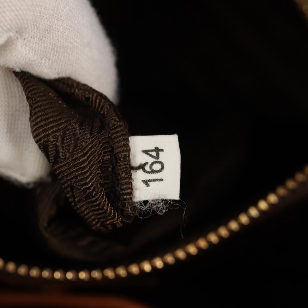 PRADA Shoulder Bag Leather Brown Gold Auth am9602V