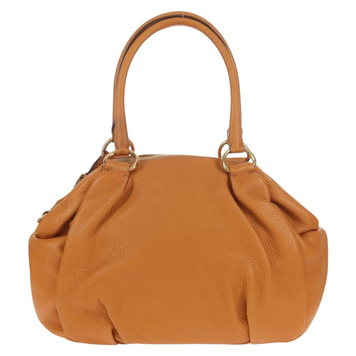 PRADA Shoulder Bag Leather Brown Gold Auth am9602V