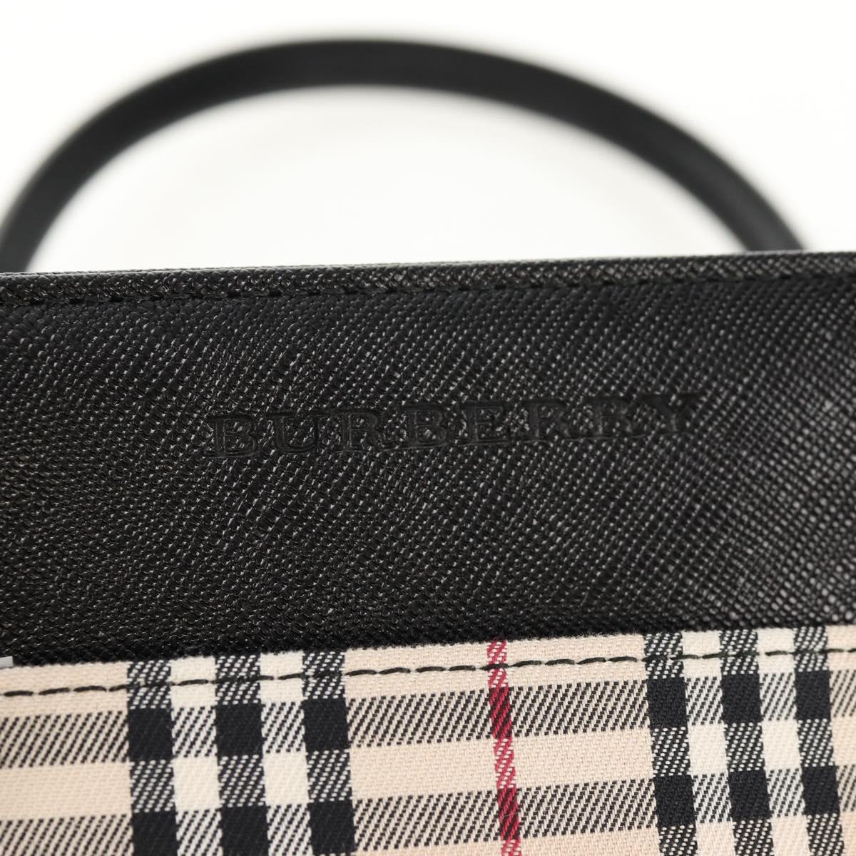 BURBERRY Nova Check Hand Bag Canvas Beige Silver Auth am9603A