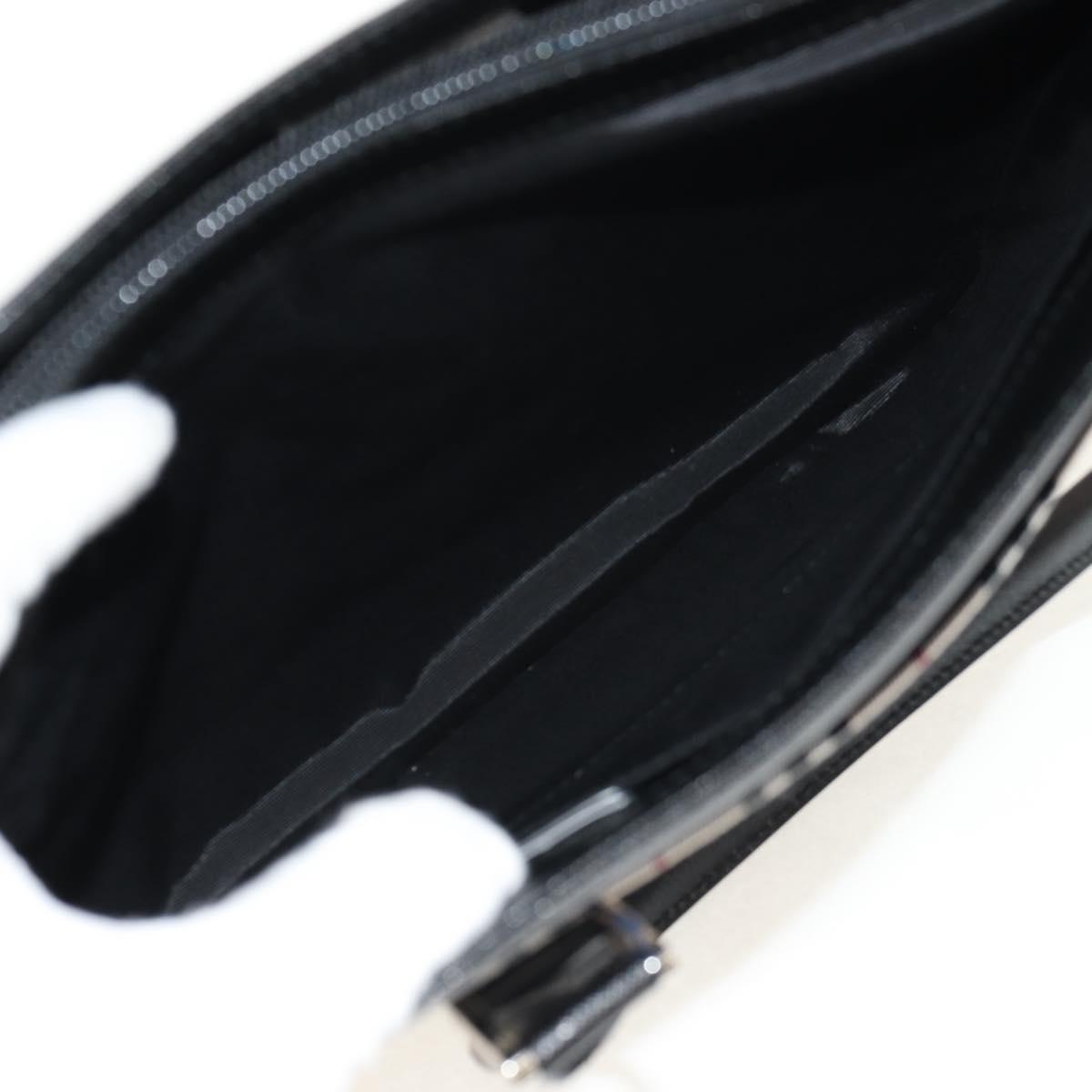 BURBERRY Nova Check Hand Bag Canvas Beige Silver Auth am9603A