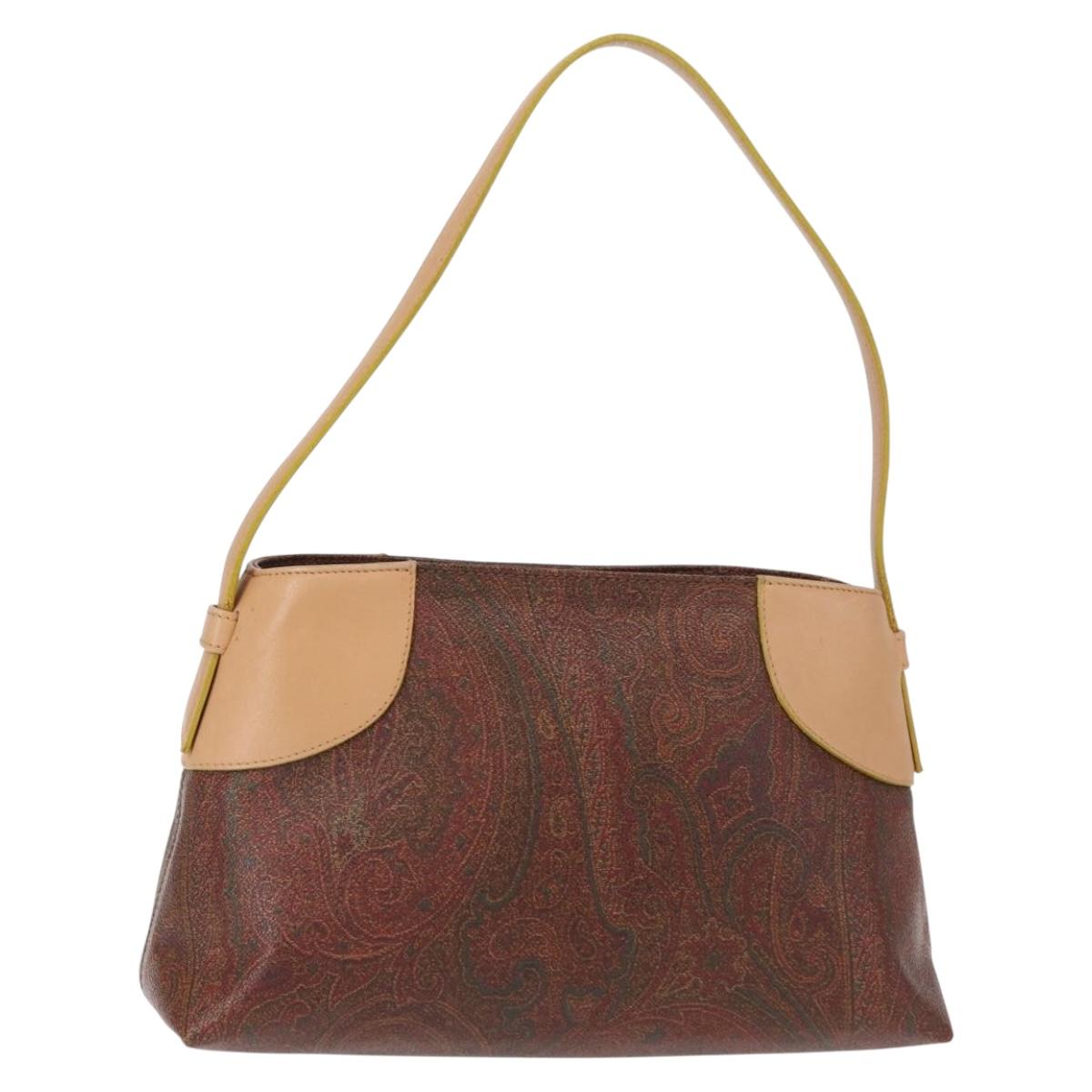 ETRO Paisley Shoulder Bag Canvas Brown Auth am9604