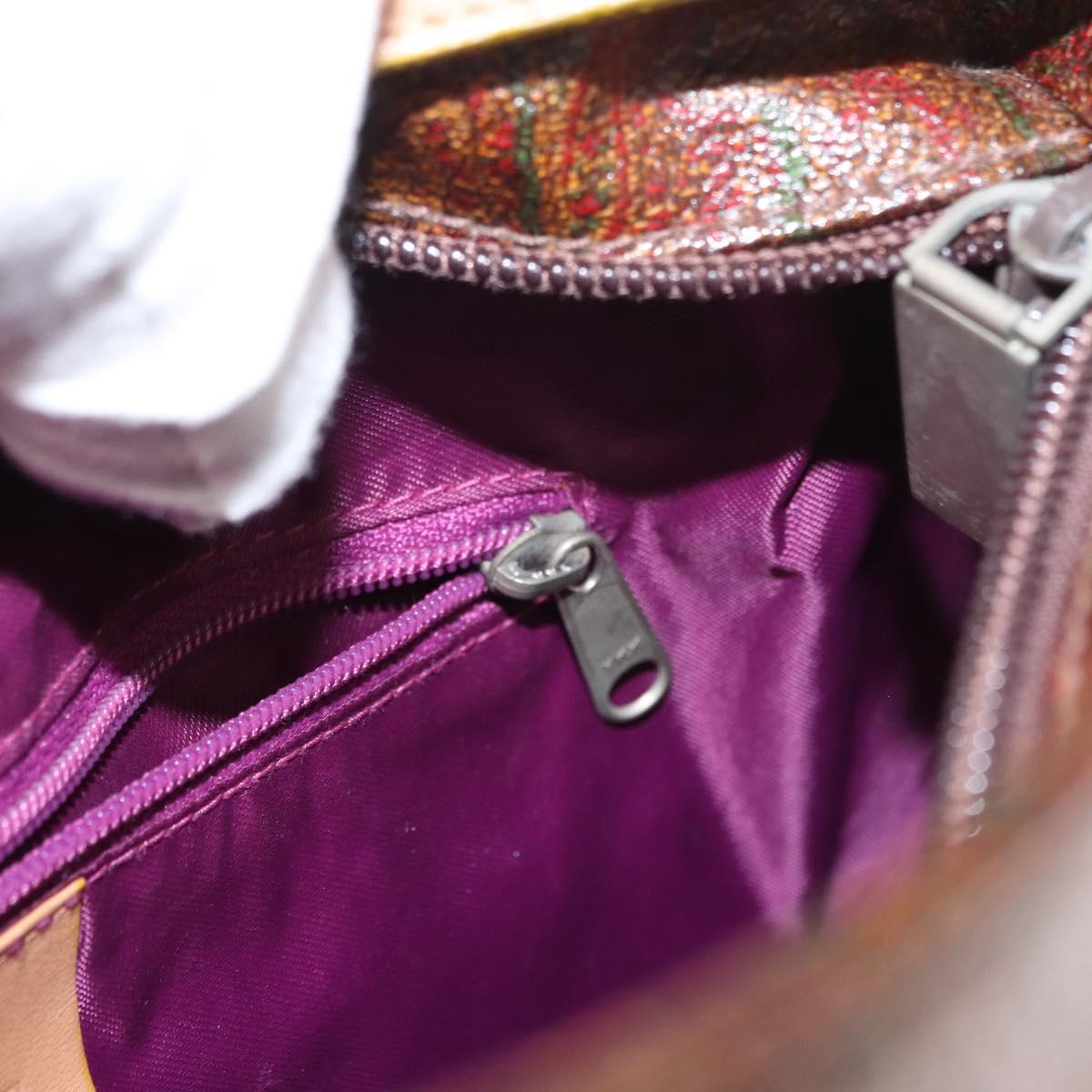 ETRO Paisley Shoulder Bag Canvas Brown Auth am9604