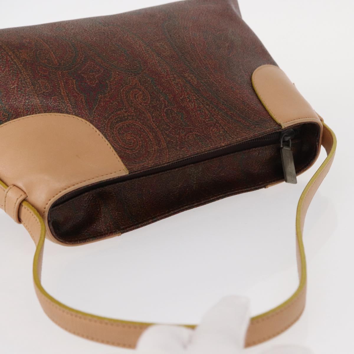 ETRO Paisley Shoulder Bag Canvas Brown Auth am9604