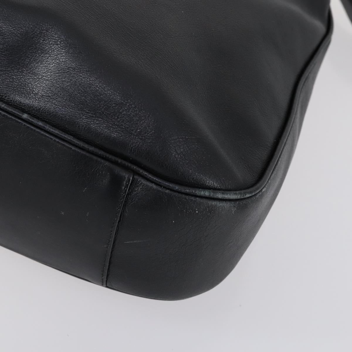 GUCCI Bamboo Shoulder Bag Leather 2way Black Gold 001 1998 1577 Auth am9605