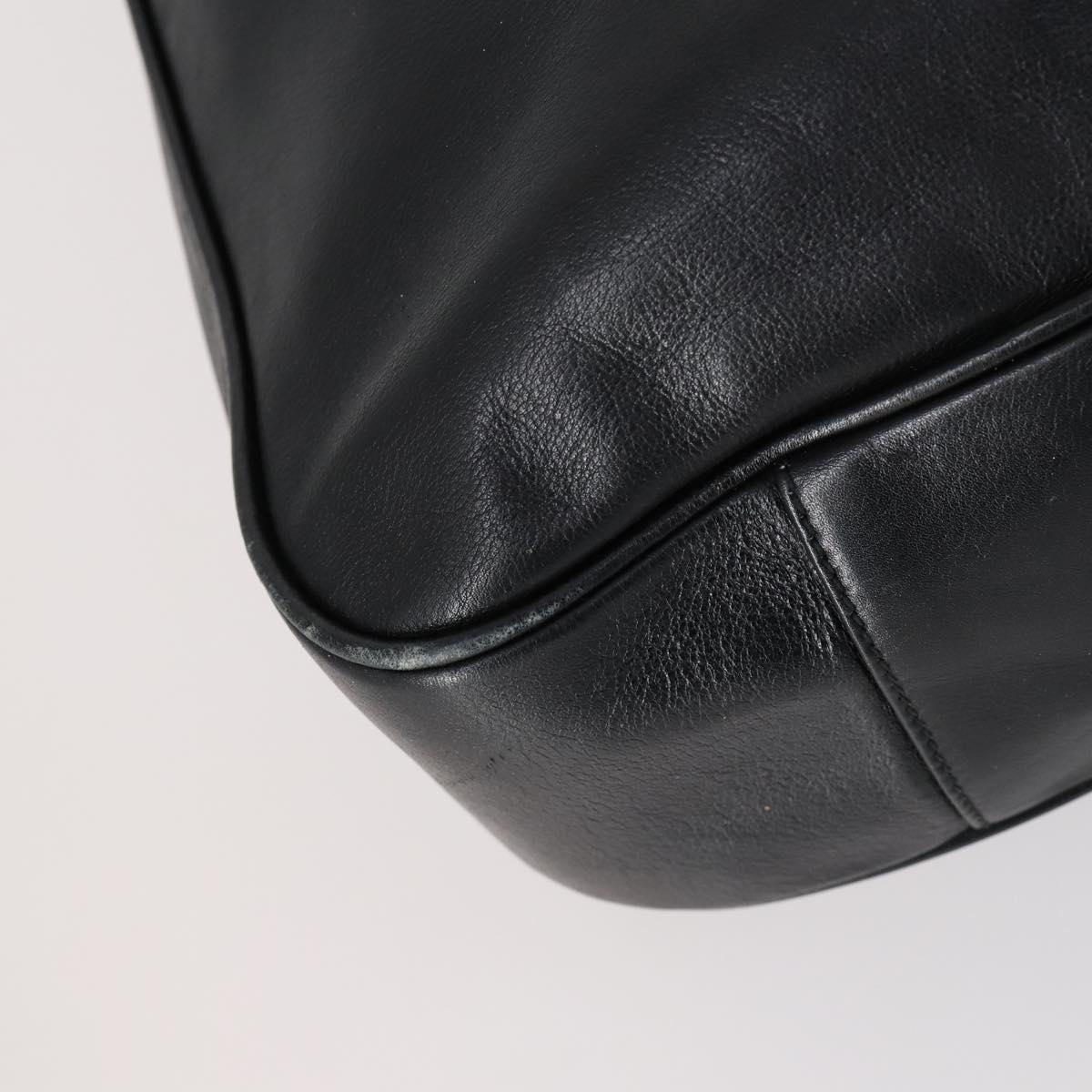 GUCCI Bamboo Shoulder Bag Leather 2way Black Gold 001 1998 1577 Auth am9605