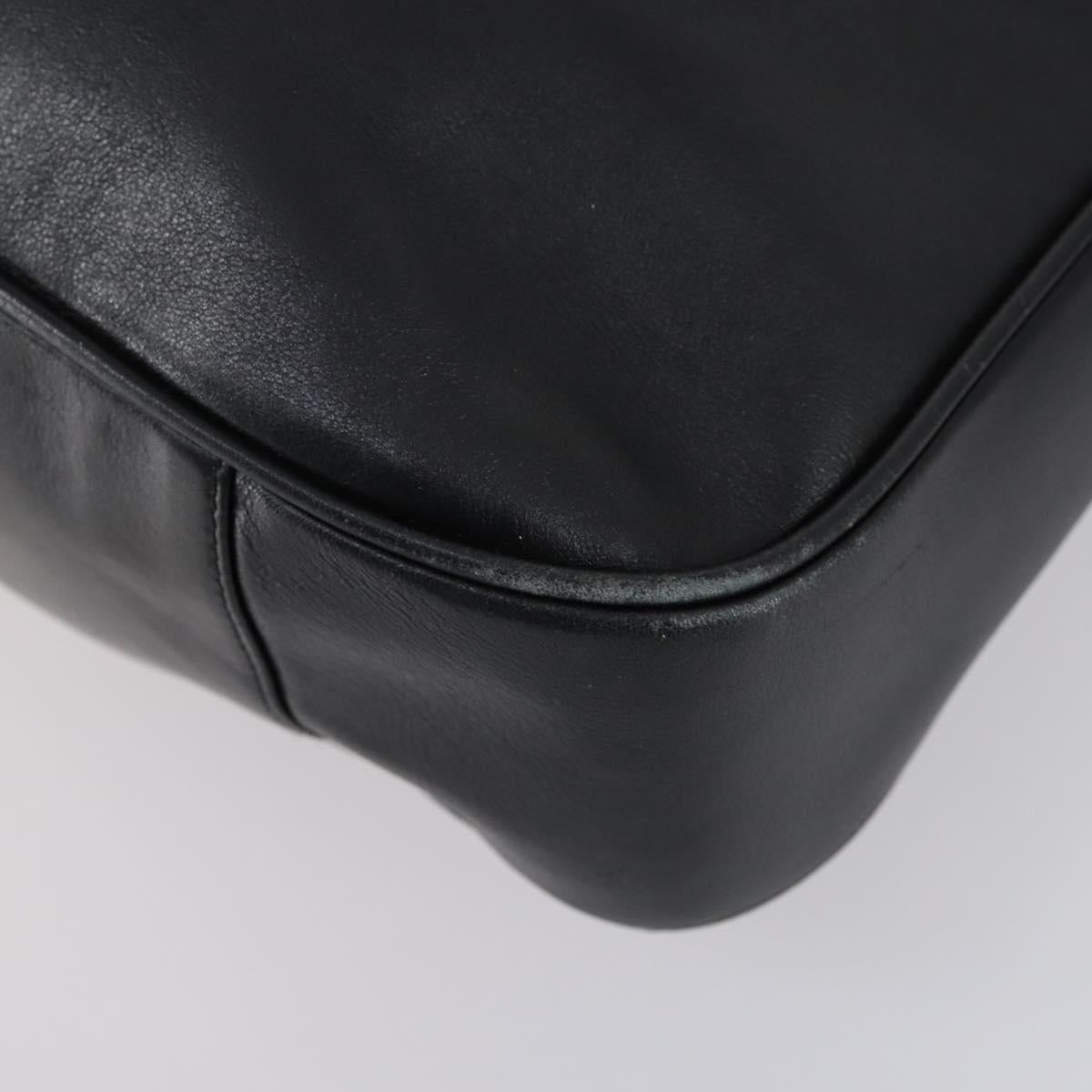 GUCCI Bamboo Shoulder Bag Leather 2way Black Gold 001 1998 1577 Auth am9605