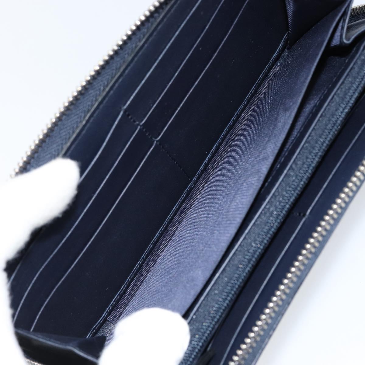 GUCCI Sherry Line Long Wallet Leather Navy Silver 344096 Auth am9608