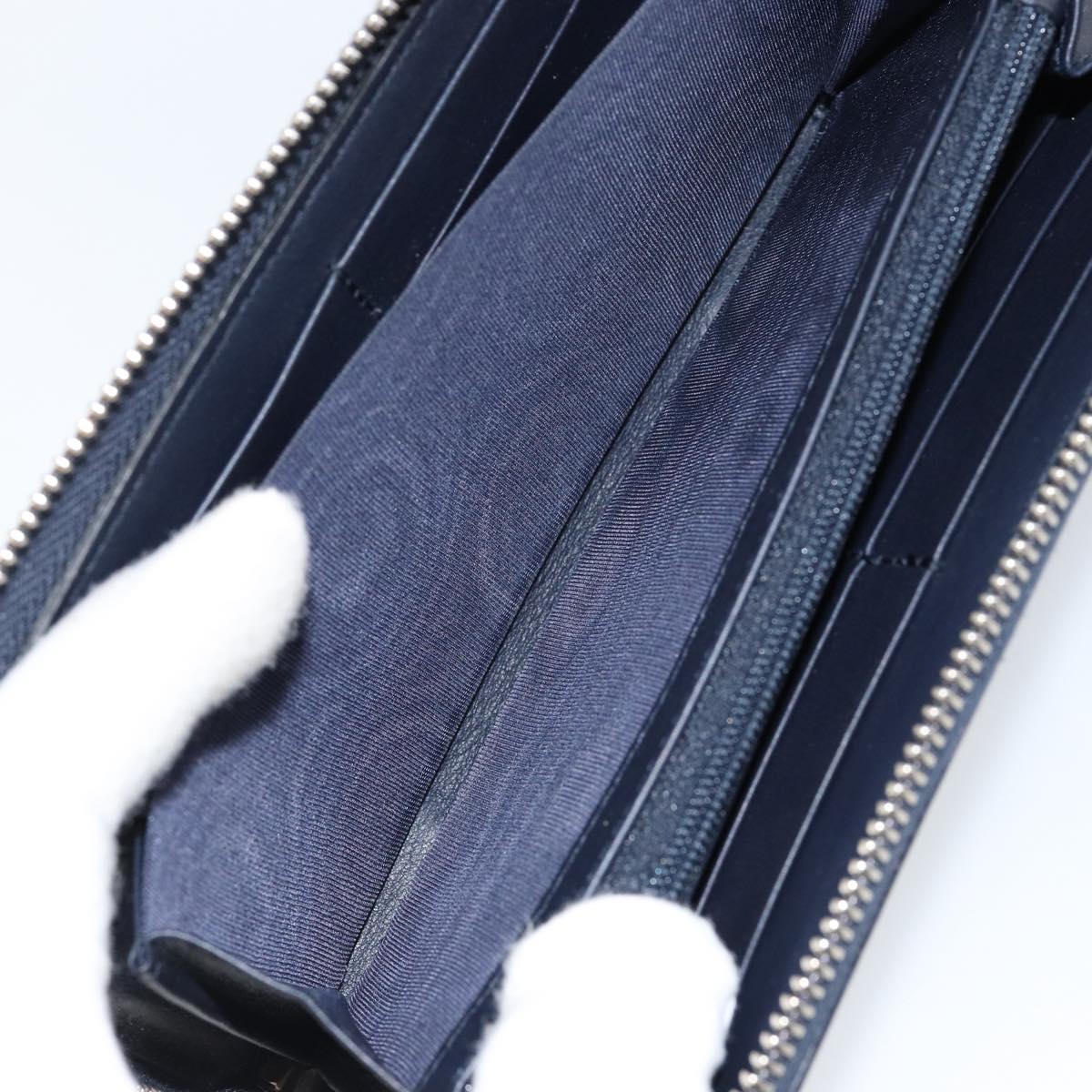 GUCCI Sherry Line Long Wallet Leather Navy Silver 344096 Auth am9608