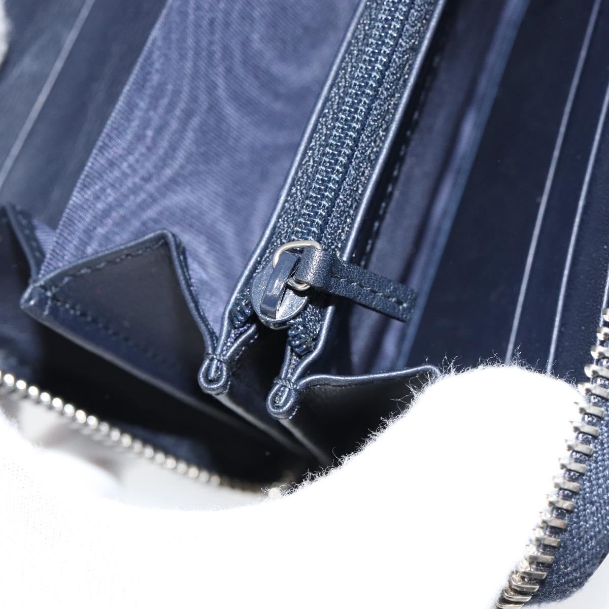 GUCCI Sherry Line Long Wallet Leather Navy Silver 344096 Auth am9608