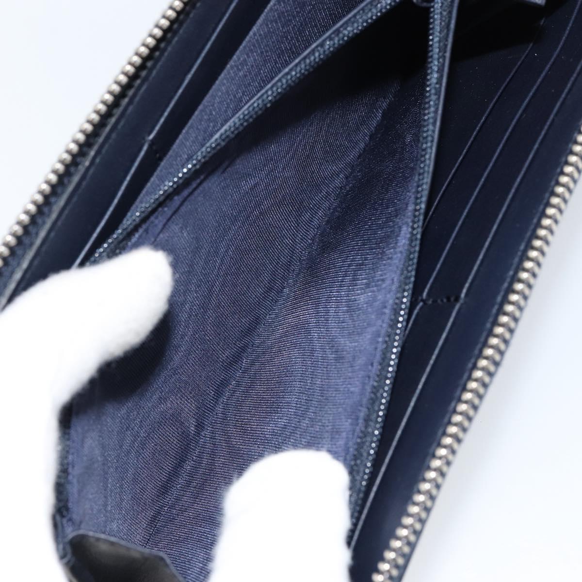 GUCCI Sherry Line Long Wallet Leather Navy Silver 344096 Auth am9608