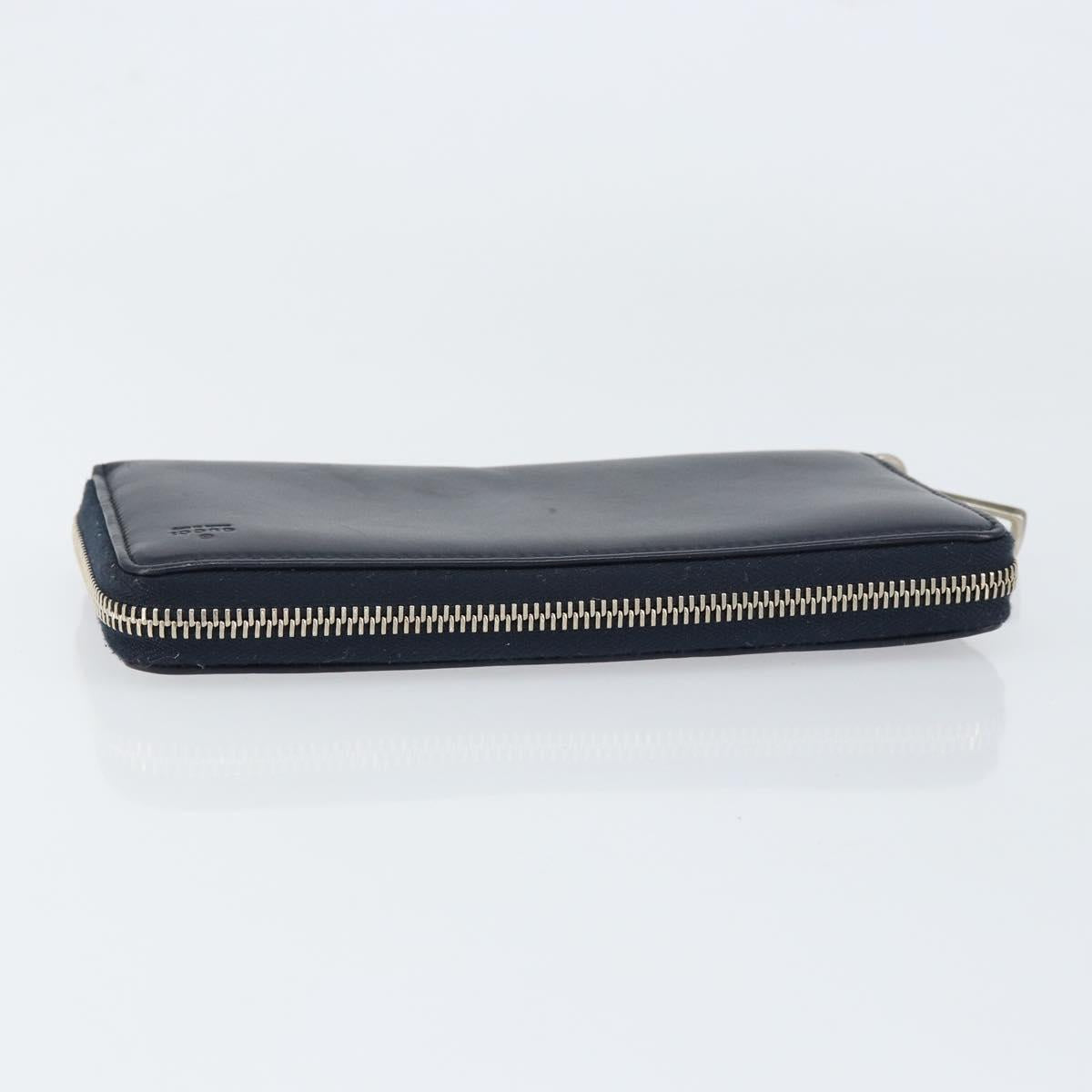 GUCCI Sherry Line Long Wallet Leather Navy Silver 344096 Auth am9608