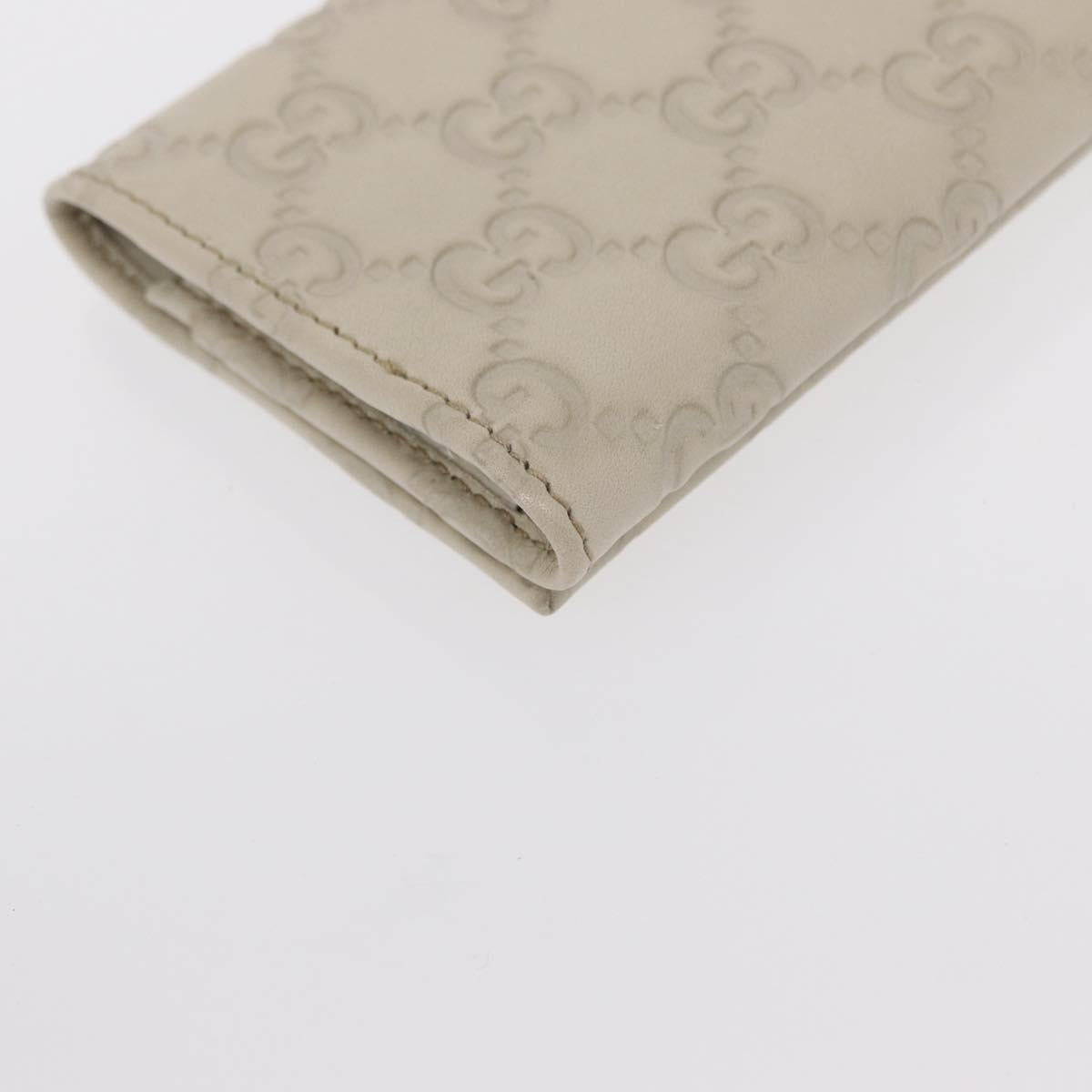 GUCCI GG Canvas Guccissima Card Case Leather White 120965 Auth am9609A