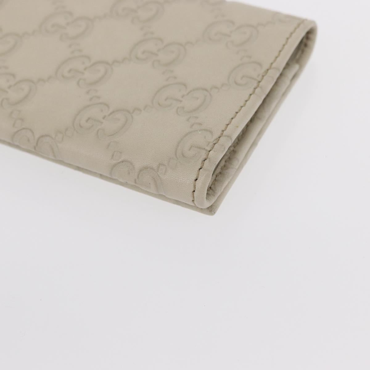 GUCCI GG Canvas Guccissima Card Case Leather White 120965 Auth am9609V
