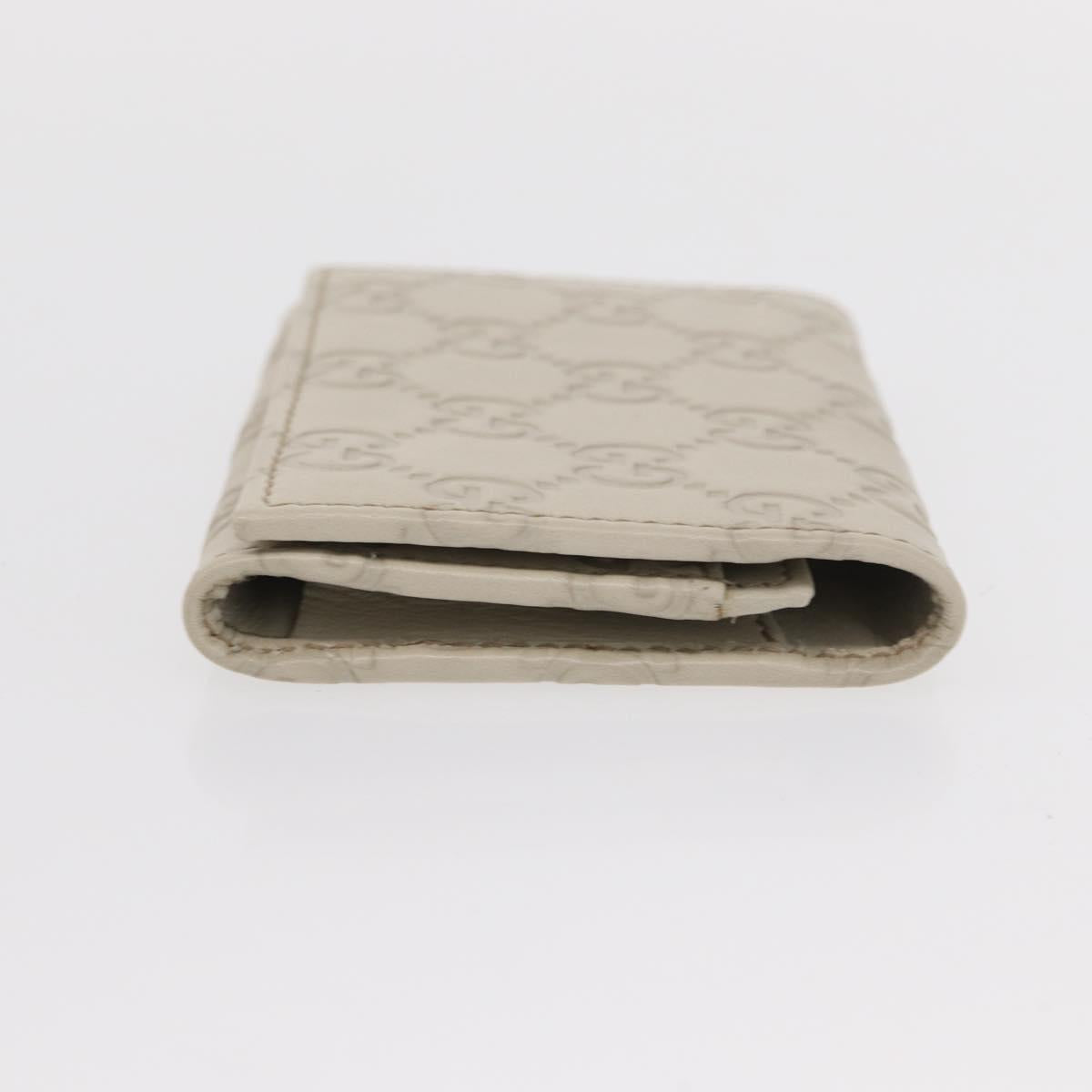 GUCCI GG Canvas Guccissima Card Case Leather White 120965 Auth am9609A