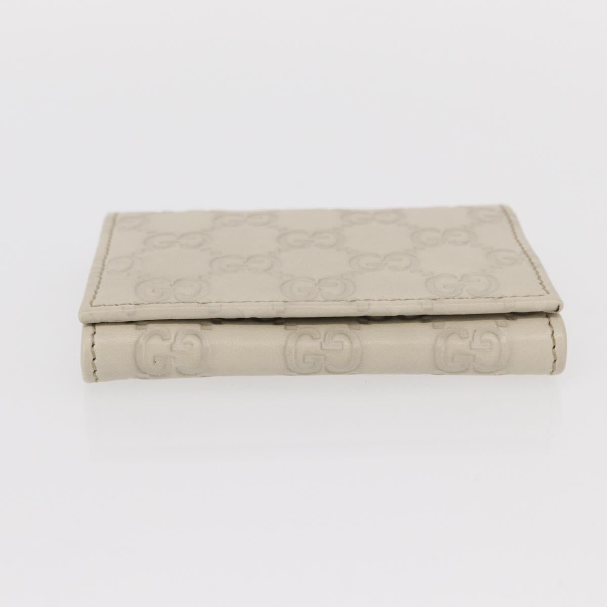 GUCCI GG Canvas Guccissima Card Case Leather White 120965 Auth am9609V