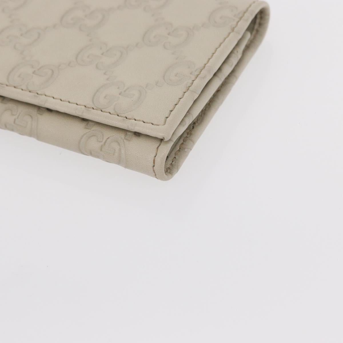 GUCCI GG Canvas Guccissima Card Case Leather White 120965 Auth am9609A